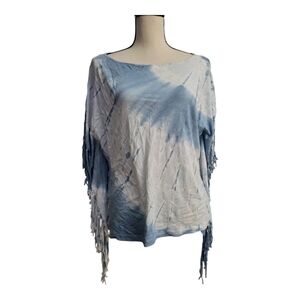 Maroni By Anthropologie Womens Ovszd Cotton Blend Tie-Dye Fringe Boho Top Sz S